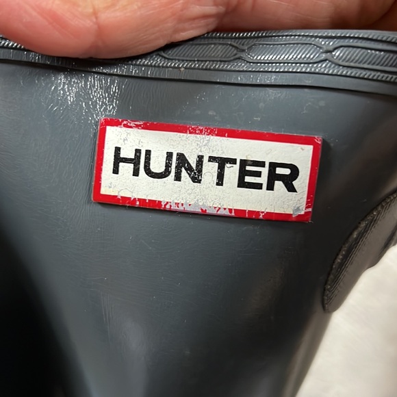 Hunter long original gloss W23616 Grey rain boots size 7 - Picture 2 of 11